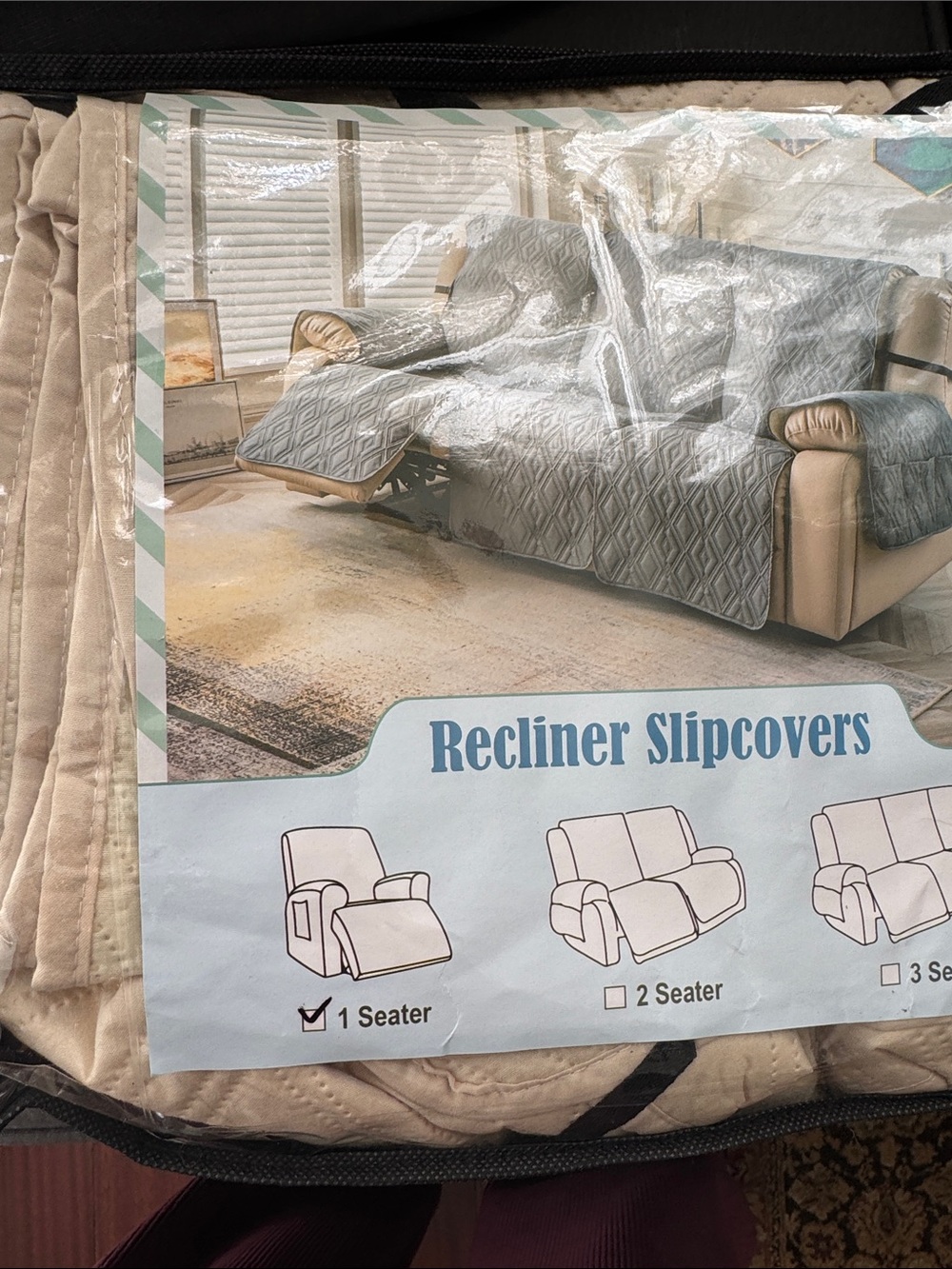 Recliner Slipcover 1-Seater in Beige - Neutral Protection